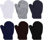 URATOT 6 Pairs Toddler Knitted Mittens Magic Stretch Gloves Winter Warm Knitted Soft Baby Mittens